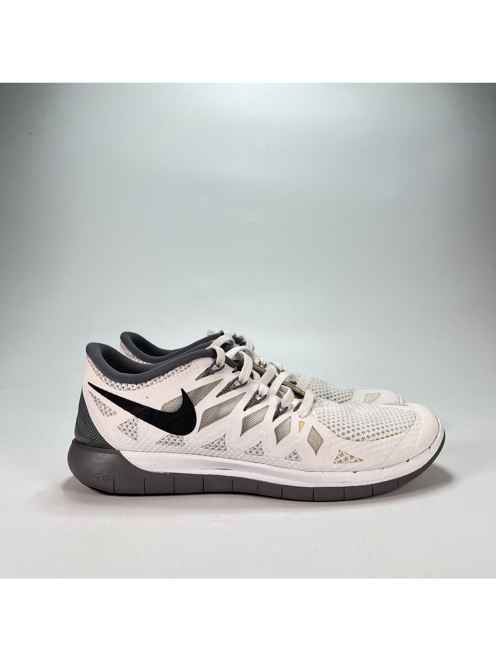 Nike Free 5.0 White Cool Grey Lace Up Running Shoes 642199-102 Women's Size 8